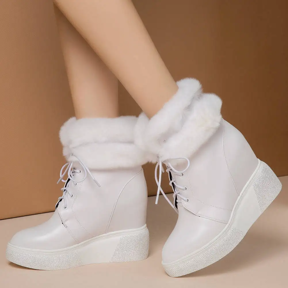 

SARAIRIS 2020 Top Quality Genuine Leather Russia Winter Shoes Women Boots High Heels Warm Real Fur Snow Boots Woman Shoes