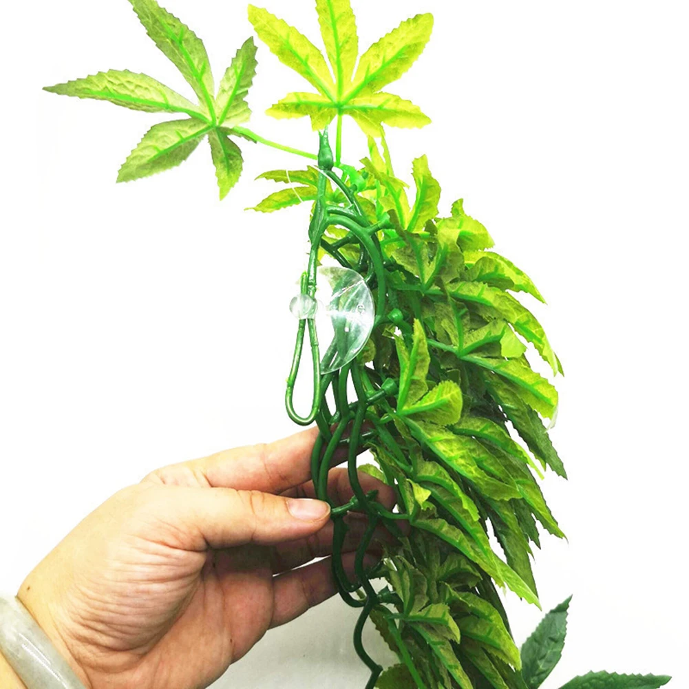 Aquarium Reptile Fish Tank Artificial Plastic Fake Hanging Leaves Plant Decor