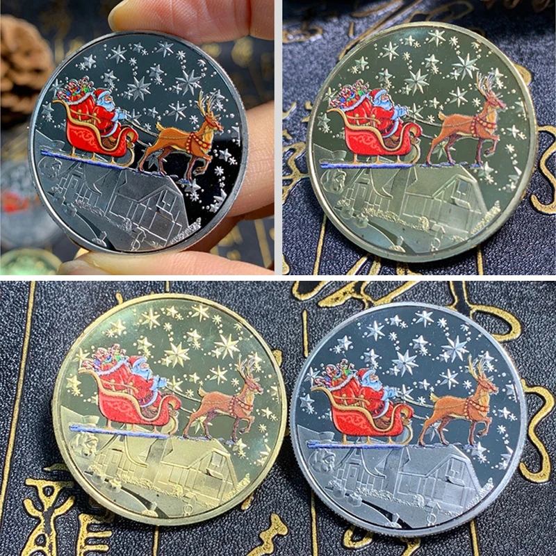 2022 Christmas Silver Coin 2022 Merry Christmas Collectible Silver Gold Plated Souvenir Coin Family  Santa Claus Pattern Collection Art Commemorative Coin|Non-Currency Coins| -  Aliexpress