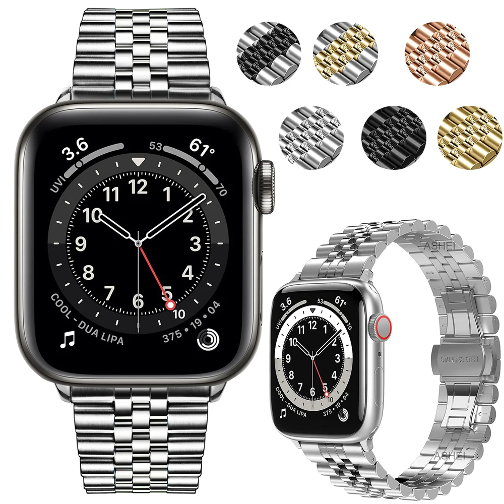 Браслет для apple watch Series 7 6 se ремешок 44 мм 40 45 41 iwatch 5 4 3 42 38 из нержавеющей стали |