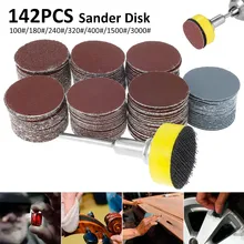 Kit de disques abrasifs 1 pouce, 142 pièces, papier avec plaque de polissage abrasif 1 pouce + tige 1/4 pouce pour rotation