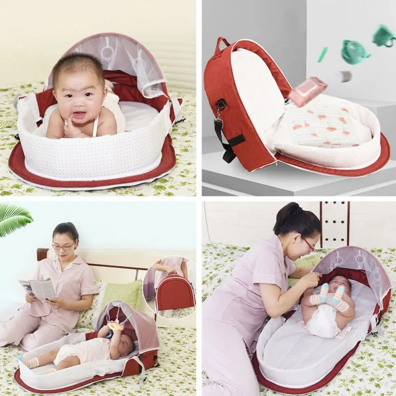 

Infant Baby Travel Beds Sun Protection Mosquito Net Breathable Baby Bed Sleeping Basket With Toys New