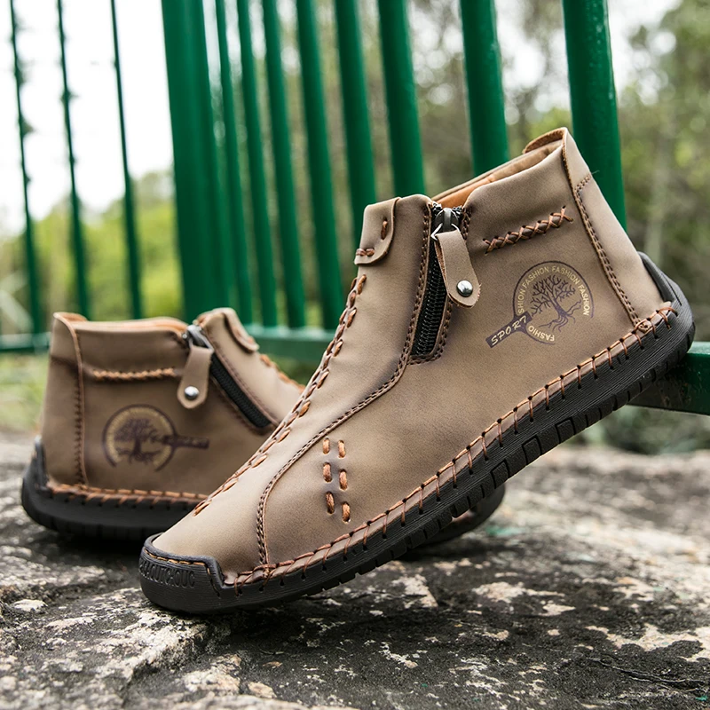 KEZZLY Men's Outdoor Shoes With Zippers Fashion casual men's shoes men sneakers outdoor boots