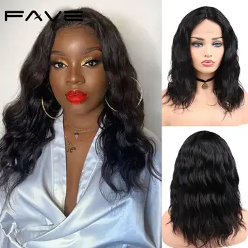 

Lace Front Natural Wave Wig 14 inch Brazilian Human Remy Hair Soft & Silk Wigs Pre Plucked Free shipping For Women FAVE Hair