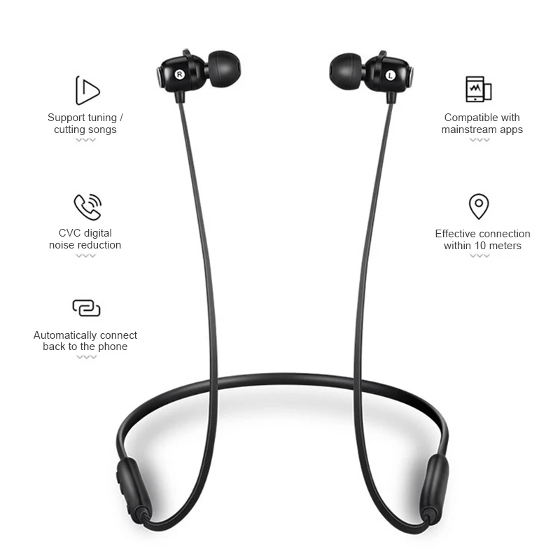 Magnetic Wireless Bluetooth Earphone Stereo Sports Headphone Waterproof Earbuds Headset with Micphone for Xiaomi HUAWEI Iphone