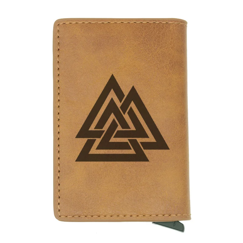 Треугольник Valknut в стиле норвежских викингов Rfid держатель для карт мужские женские кошельки винтажные короткие кожаные тонкие Кошельки Мини Кошелек подарки