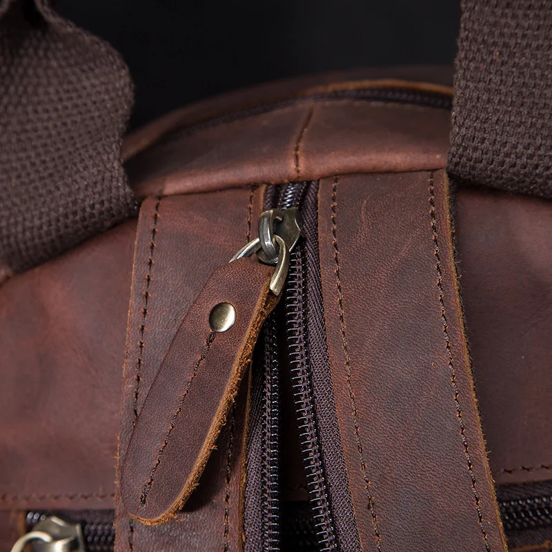 Mochila Hombre непромокаемый рюкзак Antirobo в винтажном стиле Cuero Lujo Marron Crazy Horse из натуральной кожи, рюкзак для путешествий, мужская кожаная сумка для ноутбука