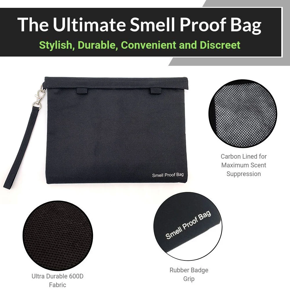 Smell Proof Bag Odor Proof Pouch Active Odor Scents Eliminator Carbon Lining Double-layer Sealing Waterproof Storage Bag