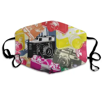 

Face Mask Colorful Cartoon Camera Personalized Cycling Half Face Earloop Face Mask for Women