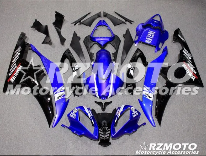 4 подарки набор впрыскивателей Мотоцикл Обтекатели Fit для YAMAHA YZF-R6-600 2008- 08-16 обтекатель КУЗОВ комплект цвет синий, черный; Большие размеры 34–43 Прохладный