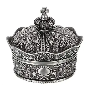 

Vintage Jewelry Box Antique Crown Design Trinket Treasure Chest Storage （S-XXL）