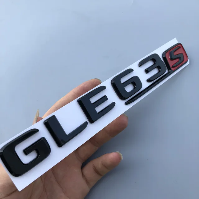 Автомобильный Стайлинг, длинные буквы R S, эмблема для Mercedes Benz GLC63S GLE63S AMG GTR C63S E63S, наклейка на задний багажник, автомобильные аксессуары - Название цвета: black red GLE63S