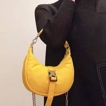

Vintage Hobo Small Shoulder Bags For Women Half Moon Nylon Handbag Retro Causal Crossbody Bag Female Purses Ladies Bolsa Majur