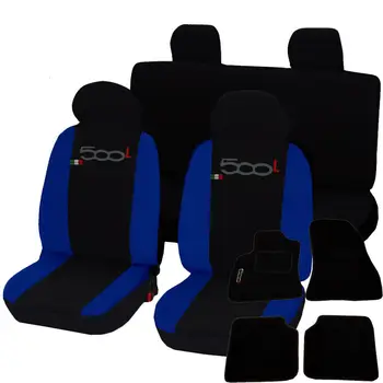 

COPRISEDILI + TAPPETINI CON STRAPPO NERO-BLU ROYAL FIAT 500L