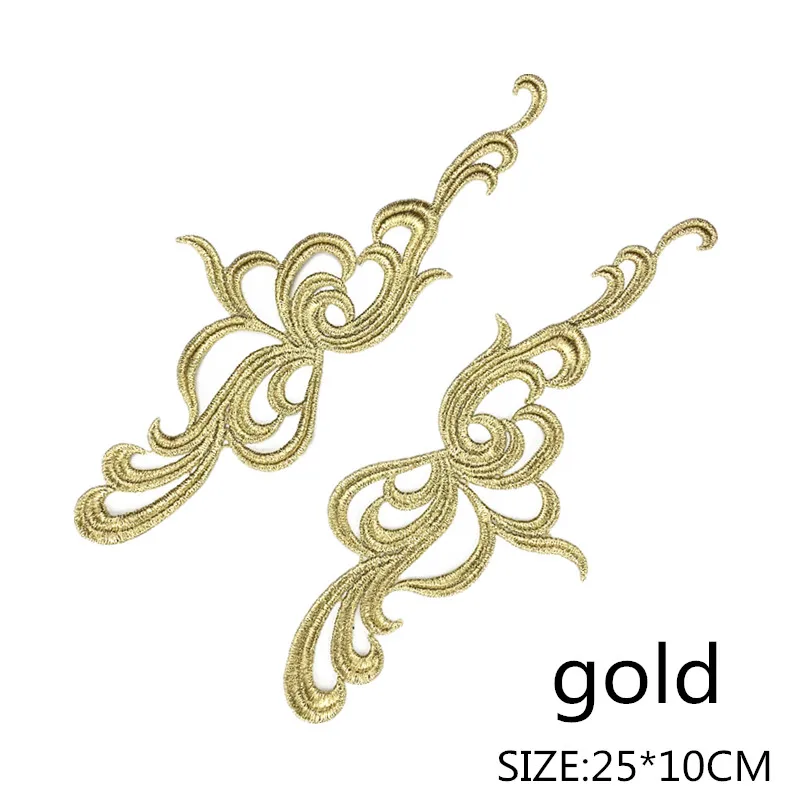 gold CHICKNIT 5 пар Белый Черный Вышивка кружевной воротник цветок аппликация платье аксессуары ткань DA011 - Цвет: gold
