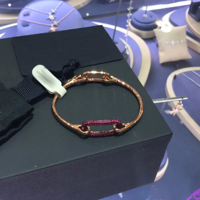 UMGODLY роскошный бренд высокое качество розовое золото цвет сплошной Бордовый Красный Цирконий звено цепи браслет для женщин Рок тонкий браслет