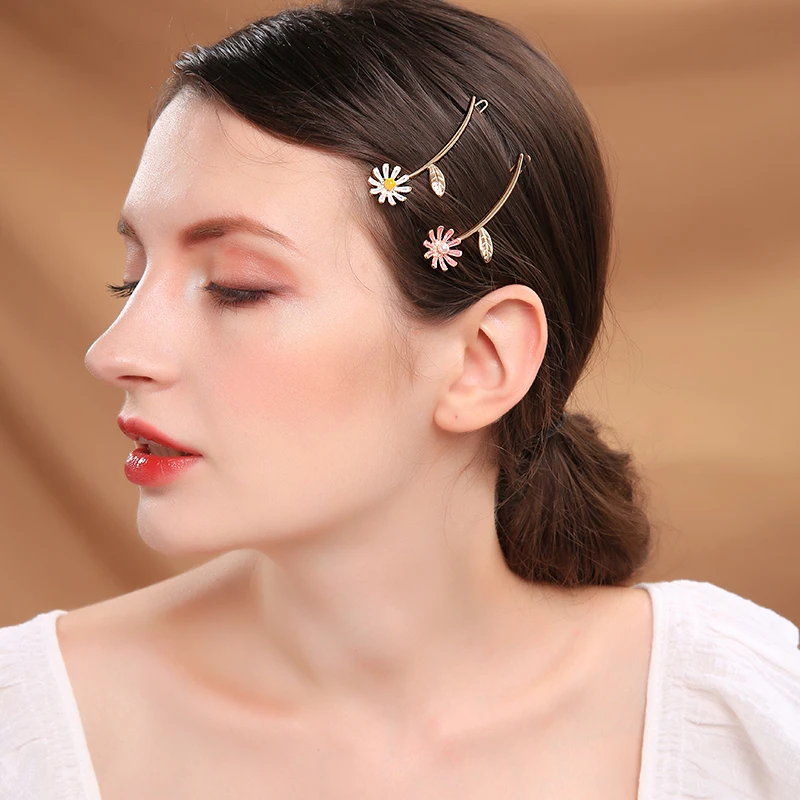 F.J4Z Hot Fashion Hair Clips for Women Designer Enamel Eye Flower Hairgrips Ins Girls Hair Jewelry Accessories Palillos del pelo