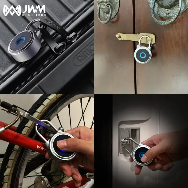 JWM Fingerprint Smart Padlock Lock Anti-Theft Security Keyless Electric Door Lock USB Rechargeable IP65 Waterproof Lock