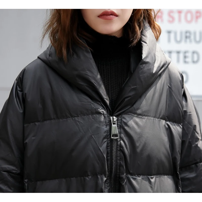 XITAO зима Корея Мода женский длинный рукав Повседневная стойка воротник одноцветное свободное платье пуловер толстые парки LJT4362