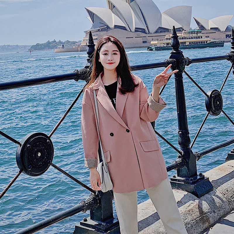 

Black And White with Pattern Small Suit Coat Women's Mid-length 2019 New Style Spring Korean-style Loose-Fit Students CHIC Leisu