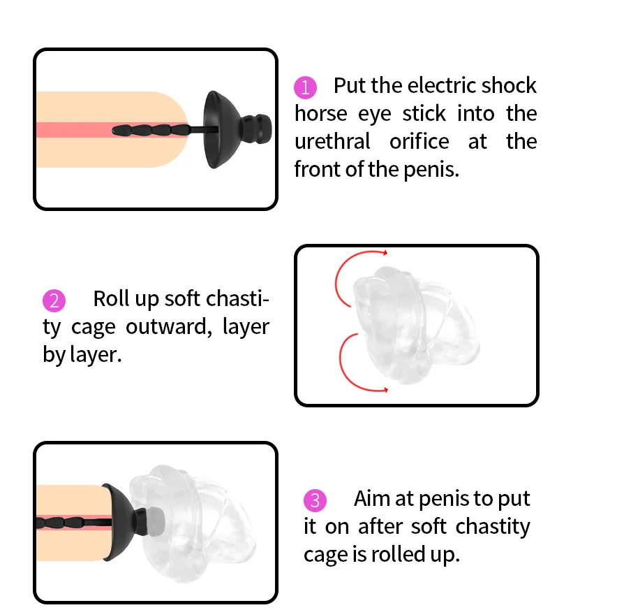 Electro Shock Penis Ring Urethral Plug Kits Electric Shock Cock Ring Chastity Cage Penis Plug Stimulator Male Masturbator Toys