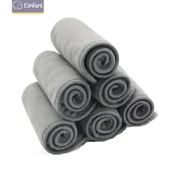 Elifant fraldas para bebês, 10 peças de qualidade, forro de carvão de bambu, fralda inserção 2 + 2 camadas de carvão de bambu para fralda de pano do bebê