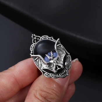 

Punk Gothic Witch Ring Vintage Bat Finger Men's Rings Women Adjustable Ring Halloween Party Jewelry Wholesale