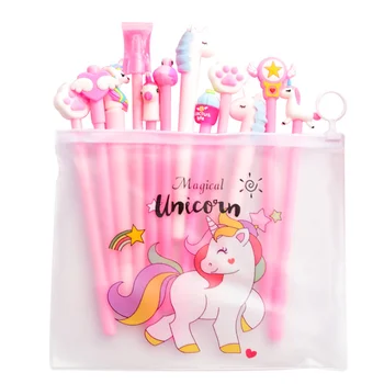 

10pc Cute Gel Pen Cartoon 0.5mm Full Needle Signature Pen Student Exam Water Pen Office School Supplies Stationery