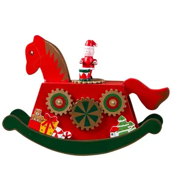 

Kids Music Color Painted Wooden Rocking Horse Christmas Music Box Christmas Decoration Ornament Holiday Gift For Children 2019