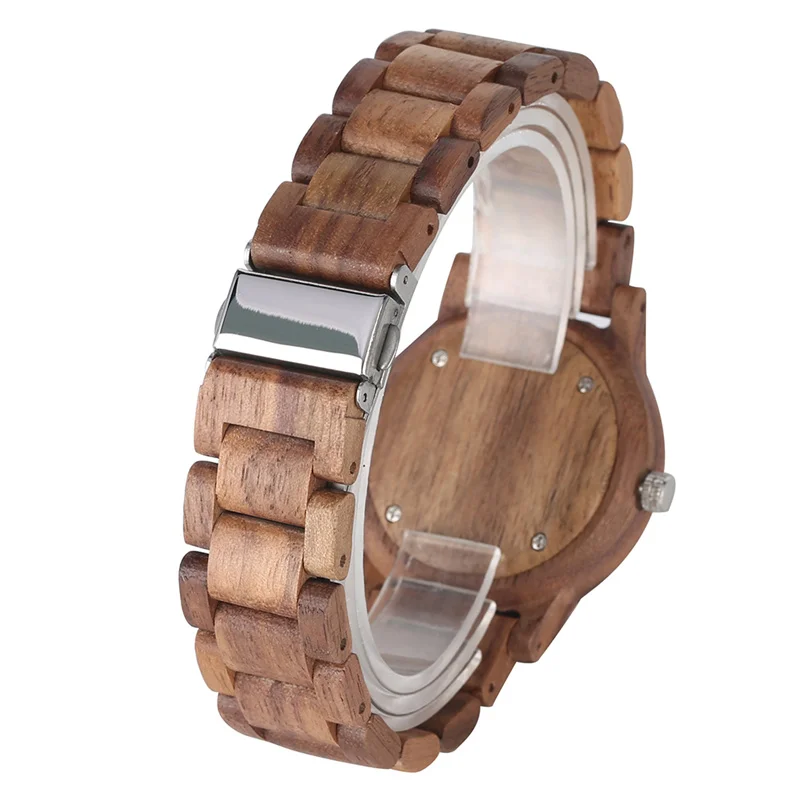 Antique Full Wooden Man Wristwatch Arabic Numeral Dial Clock Quartz Analog Timepiece Luminous Pointers Adjustable Strap Reloj