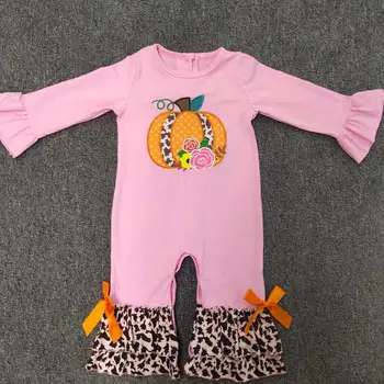 

New Romper Girls Romper Leopard Print Bubble Girl Boutique Baby Clothing For Romper With Pumpkin