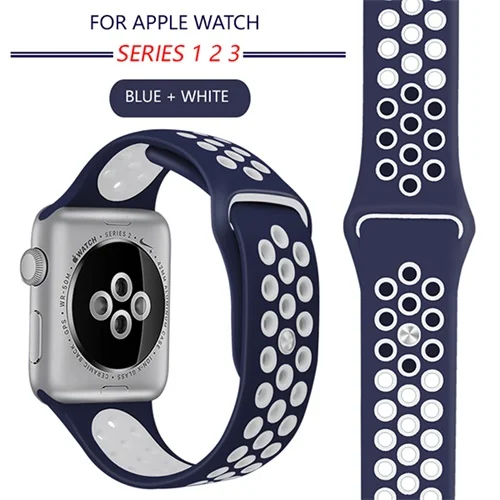 55-Blue white Ремешок для спортивных часов для apple watch band 42 мм/38 мм apple watch 4 3 2 band iwatch band 44 мм/40 мм браслет ремень часы аксессуары - Цвет ремешка: 55-Blue white