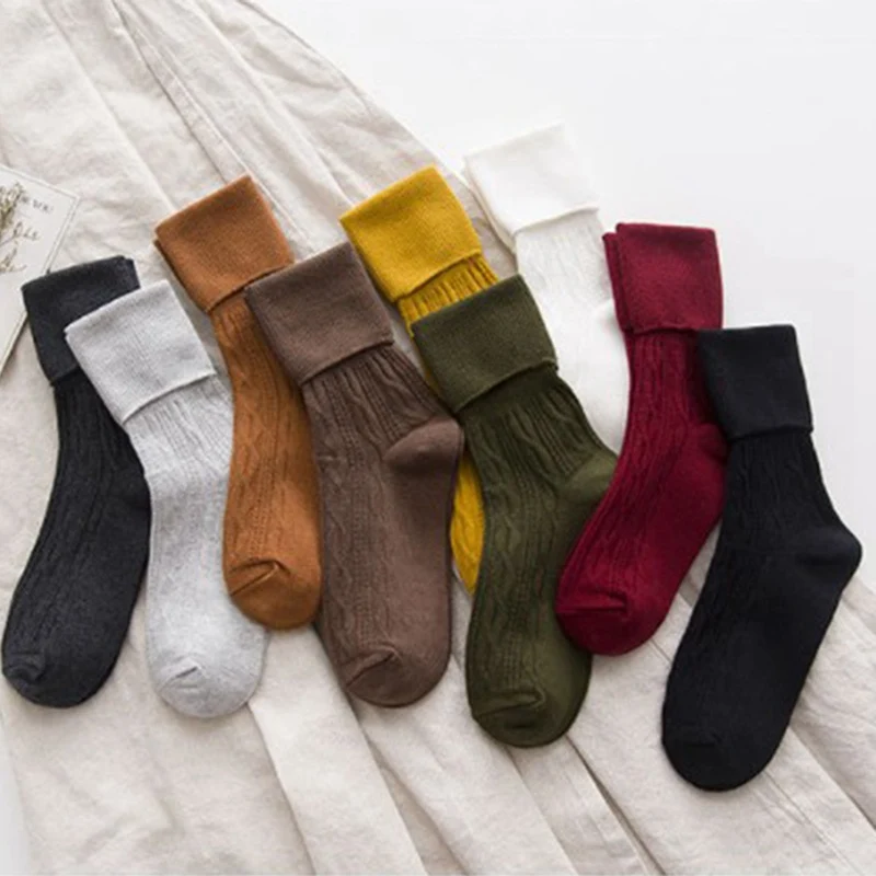 Женские теплые толстые носки, зимние дышащие спортивные носки по щиколотку, модные нарядные носки