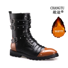 Зимние ботинки; Мужская обувь из искусственной кожи; высококачественные мужские винтажные военные ботинки в британском стиле; нескользящая Удобная теплая обувь; коллекция года