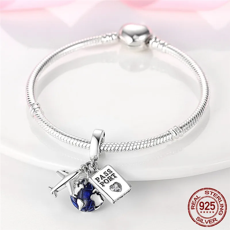 Beads charms charm jewelry charm bead silver charm bead sterling silver beads charm animal charm jewelry Avocado Pet Bead 925 Silver Fit Original Pandora Bracelet DIY Airplane Moon Star Dangle Charms