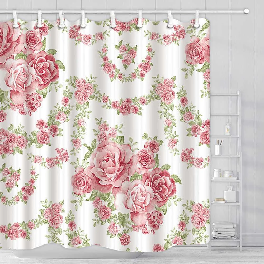 

Shower Curtain Rose Digital printing Waterproof Bathroom Bath Shower Curtain Bathroom Curtains with 12pcs Hooks Polyester