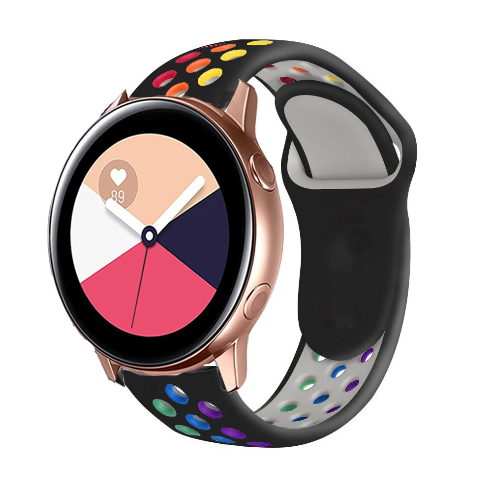 

What Strap For Samsung Galaxy Watch 3 41mm 45mm Active 2 40mm 44mm Soft Silicone Two-color Bracelet Band Wriststrap Accessories