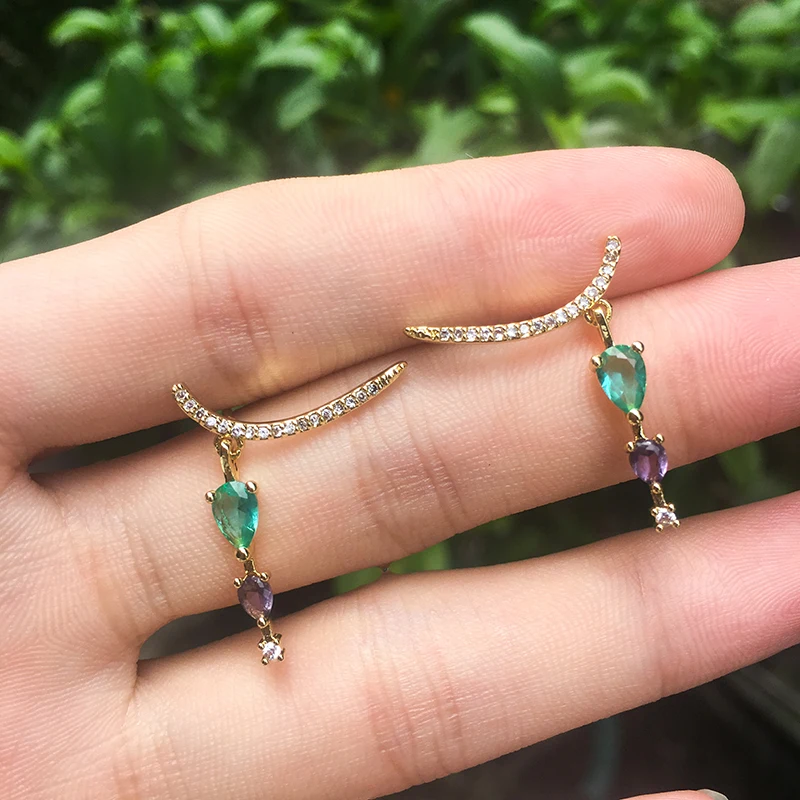 

2019 New Trendy White Black Copper Square Colorful AAA Cubic Zirconia Stud Earrings Fashion Jewelry Party Gift Women's Fashion