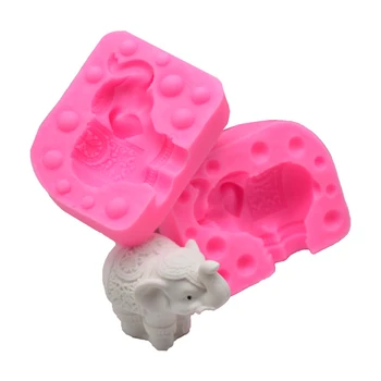 

3D DIY Silicone Mold Elephant Christmas Plaster Clay Cake Molds Cupcake Fondant Chocolate Moulds Cake Decorating Tool wholesale