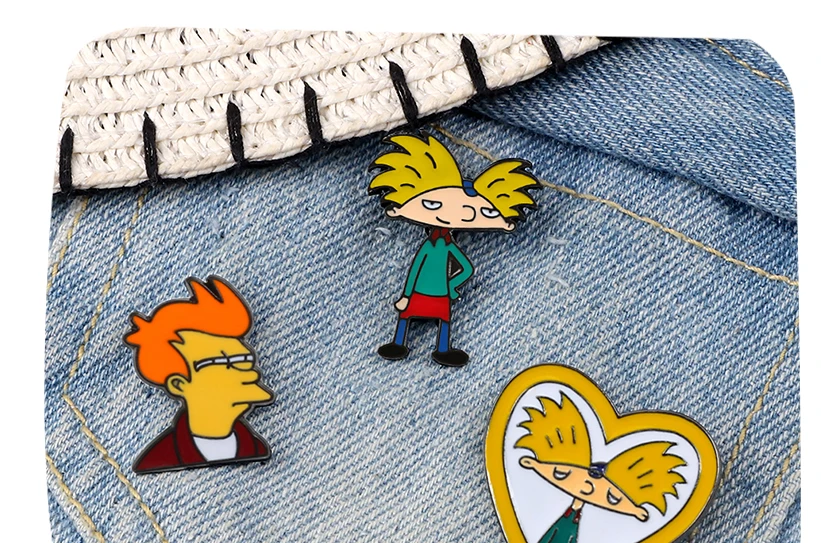 Fun Anime Arnold Brooches Pins Cartoon Cool Boy Enamel Pin TV Show Collection Badges Clothes Lapel Jewelry Gift for Friends Kids
