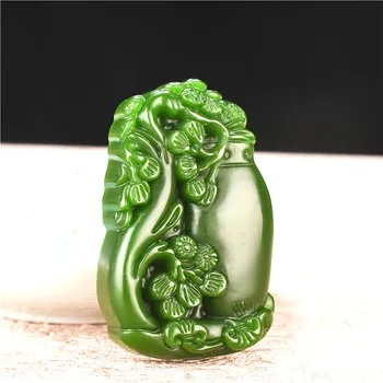 

PLUM BLOSSOM VASE GREEN JADE PENDANT NECKLACE HAND-CARVED NATURAL CHARM JEWELLERY AMULET FASHION ACCESSORIES FOR MEN WOMEN GIFTS