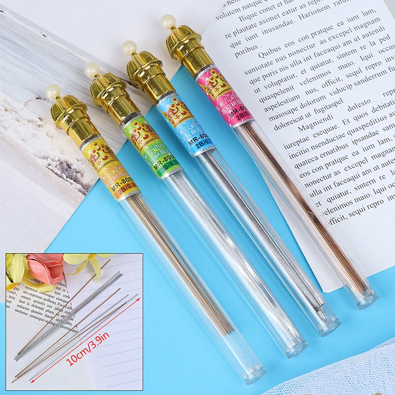 1Box 0.5mm 0.7mm Mechanical Pencil Lead Art Sketch Drawing Lead Writes School Office Supplies 13-15pc/Tube Gold/Sliver