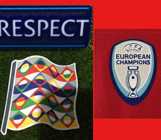 Nations League Patch Velvet Material and Respect Patch Portugal Champions Soccer Badge