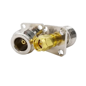 

1PCS Brass SMA Plug to N Type Jack Adapter SMA Male to N Female With 4 Hole Flange Panel Mount Chassis RF Coaxial Coax Connector