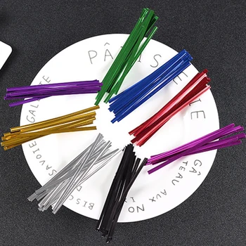 

Candy bag packaging ligature lollipop dessert accessories gift bag wire decoration 10CM baked cake biscuit twist tie 150Pcs