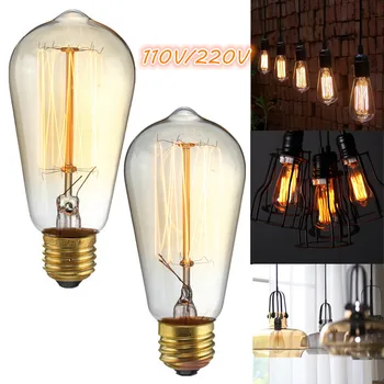 

E27 60W ST58 Industrial Retro Vintage Antique Filament Edison Light Bulb Lamp 240Lumen Warm White 110V/220V