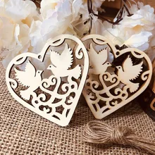 Любовь Птица деревянная в форме сердца подарочная бирка Свадебная вечеринка украшения лазерная резка бирки DIY Скрапбукинг Канцелярские закладки 10 шт