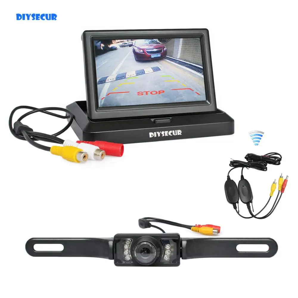 

DIYSECUR Wireless 5" Foldable Rear View Monitor Car Monitor Waterproof IR Night Vision Rear View Car Camera Parking System