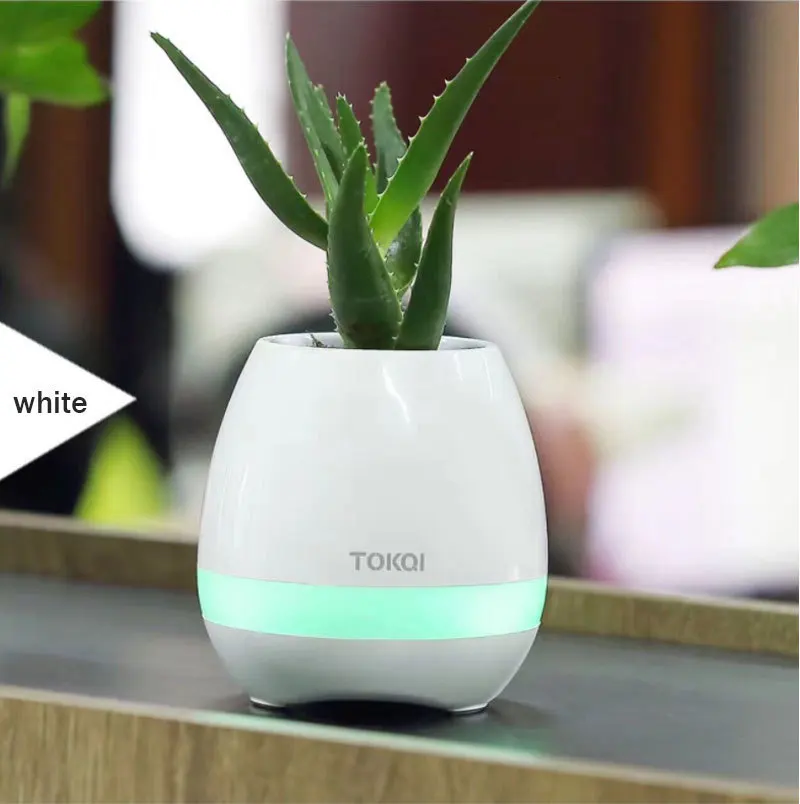 Bluetooth Audio Smart Flower Pot Touch Plant Music Potted LED Lights Plastic Vase Home Decoration Accessories Children's Toys