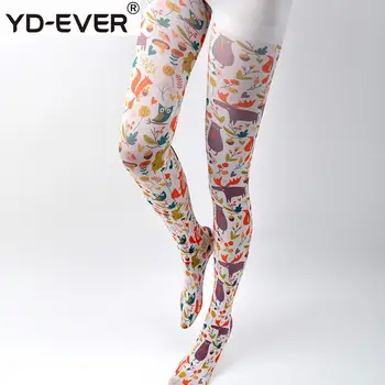 

women Pantyhose Painting Print Tights Legin for Woman High Elastic Pantyhose Cotton Patterned Stockings Pink Personality Punk